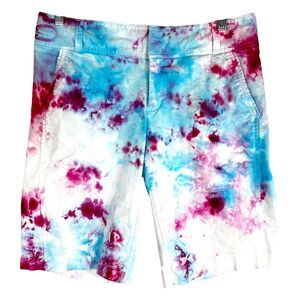 Daisy Fuentes Size 8 Shorts Singing Loud Tie Dye Handmade Blue Pink 11 Inch 1161